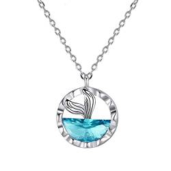 Personalisierte Fischschwanz Schlüsselbein Kette Mode Kreative Ozean Blau Kristall Anhänger Kette für Ring Halskette, A,B, Einheitsgröße von XNBZW