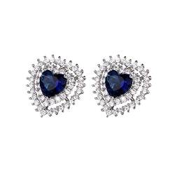 Personalisierte Zirkon-Pfirsich-Ohrringe Liebes-Herz-Mädchen-Ohrringe Ohrringe Mori-Ohrringe Ohrringe Verstauen (Blue, One Size) von XNBZW