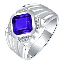 Quadratischer Diamant Blau Grün Zirkon Ring Trendy Männliche Persönlichkeit Imitation Turmalin Diamant Ring Pack Ringe, blau, Einheitsgröße von XNBZW