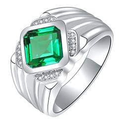 Quadratischer Diamant Blau Grün Zirkon Ring Trendy Männliche Persönlichkeit Imitation Turmalin Diamant Ring Pack Ringe, grün, Einheitsgröße von XNBZW