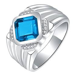 Quadratischer Diamant Blau Grün Zirkon Ring Trendy Männliche Persönlichkeit Imitation Turmalin Diamant Ring Pack Ringe, himmelblau, Einheitsgröße von XNBZW