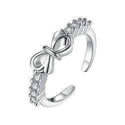 Ringe Frauen -Bogen-Ring für Frauen, Modeschmuck, beliebte Accessoires, Frau (Silver, One Size) von XNBZW