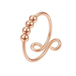 Ringe Frauen Einzelner Finger für Angst-Ring, verstellbare Spiralringe, Spule für Frauenringe (Rose Gold, One Size) von XNBZW