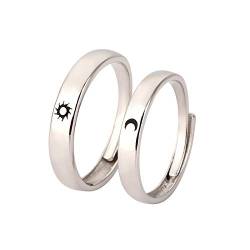 Ringe Frauen Paar Ring Ring Sonne Schmuck Mode Stern Mond verstellbare Ringe (Sliver, One Size) von XNBZW