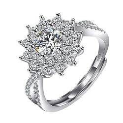 Ringe Frauen Ring Geschenk Verstellbarer offen Moissanite für Freundin Ring Ringe (Silver, One Size) von XNBZW