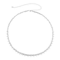 Taillenkette Schmuckkette Nachahmung Körpermode Quaste Retro Perle Doppelte Körperkette Kreuz Halskette Männer (Silver, One Size) von XNBZW