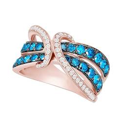 Verlobungs-Rundschliff-Zirkon-Frauen-Hochzeits-Ring-Schmuck-Ringe für Frauen-voller -Damen-Ring Brieföffner Der Der Ringe (Blue, 10) von XNBZW
