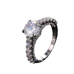 XNBZW Brilliant Multi Diamond Verlobungsring Frauen Exquisite Qualität Zirkonia Ring Ring Braut Ehering Schmuck Der Ringe Kartenspiel Geheimnisse Düsterwalds (Silver, 7) von XNBZW