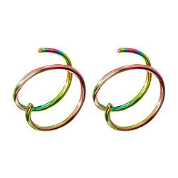 XNBZW Nase doppelt für Frauen Nasenloch Hoop Schmuck Hoop Nase Nasenring Nasenpiercing Ring für Mädchen Hoop Spiral Hoop für Piercing Nasenschmuck Nasenpiercing Ring Schwarz (Multicolor, One Size) von XNBZW