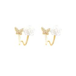 XNBZW Schmetterlings-Blumen-Ohrringe für Teenager-Mädchen, minimalistische Piercing-Ohrstecker, trendige Ohrringe, niedliche Ohrringe für Frauen, gold, Einheitsgröße, Minimalistisch von XNBZW