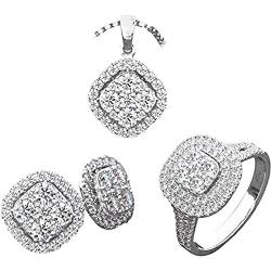 XNBZW Set Stück Ohrring Schlüsselbein Set Schmuck Anhänger 3pc Kette Halskette DREI Schmucksets Bastelsets Schmuck (C, One Size) von XNBZW