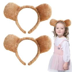 XNIVUIS 2 Stück Teddybär Ohr Stirnbänder Bären Ohr Zubehör Bärenkostüme für Erwachsene Kinder Bär Haarband Bärenkronen Tierkostüm Zubehör für Welttag des Buches Tierparty Karneval Ostern (2 Stück) von XNIVUIS