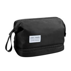 Tragbare Schminktasche Kulturbeutel, Wash Pouch Make Up Tasche Kosmetiktasche, Multifunktions Reise Kosmetiktasche Waschtasche Für Damen Und Mädchen (Schwarz) von XNSHUN