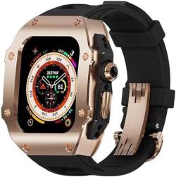 XNWKF Edelstahl-Uhrengehäuse, Fluorkautschuk-Armband, für Apple Watch Ultra 2, 8, 49 mm, Metallrahmen, Fluorkautschuk-Armband, RM-Umbausatz, für iWatch 49 mm Uhrenarmbandzubehör, For Ultra 2, Achat von XNWKF