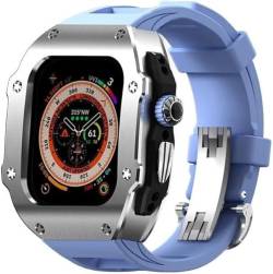 XNWKF Edelstahl-Uhrengehäuse, Fluorkautschuk-Armband, für Apple Watch Ultra 2, 8, 49 mm, Metallrahmen, Fluorkautschuk-Armband, RM-Umbausatz, für iWatch 49 mm Uhrenarmbandzubehör, For Ultra 49mm, Achat von XNWKF