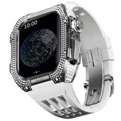 XNWKF Gummiband, Titan-Lünette für Apple Watch 8/7, Apple Mod Watch, Zubehör, Ersatz-Titan, Luxus-Hülle, kompatibel mit iWatch Serie 45 mm, mit Werkzeug, 45 mm, Achat von XNWKF