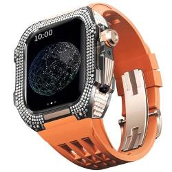 XNWKF Uhren-Modifikationsset, Luxus-Uhrenarmband-Set für Apple Watch 8 Ultra, 45 mm, luxuriöses Viton-Armband, Titangehäuse für iWatch 7, 8, 45 mm, Upgrade-Modifikation, 45 mm, Achat von XNWKF