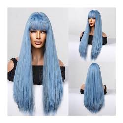 Perücke Natürliche Haar 65 cm/26 Zoll lange gerade synthetische Perücke mit Pony, gemischt graublond, Cosplay-Lolita-Perücke for Frauen, Party, Hochtemperatur-Faserhaar Haarperücken für tägliche Mott von XOVP-023