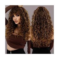 Perücke Natürliche Haar Afro verworrene lockige Perücke mit Pony, synthetische blonde lockige Perücke for schwarze Frauen, natürliches Haar, Cosplay, Party, hitzebeständig Haarperücken für tägliche M von XOVP-023