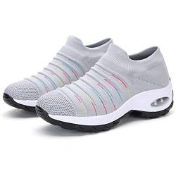 Sportschuhe Laufschuhe Damen rutschfest Komfort Luftkissen Fashion Sneakers Leichte Gym Workout Grau Größe 37 von XPERSISTENCE