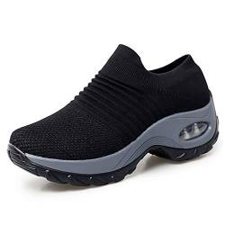 XPERSISTENCE Sneaker & Sportschuhe für Damen Fitness Leichte Mesh Atmungsaktive Wanderschuhe Schwarz&Grau Größe 37 von XPERSISTENCE