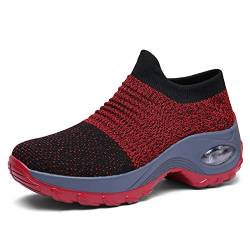 XPERSISTENCE Sportschuhe Damen Wanderschuhe Mesh Leichte Luftkissen Laufschuhe Rot Größe 39 von XPERSISTENCE