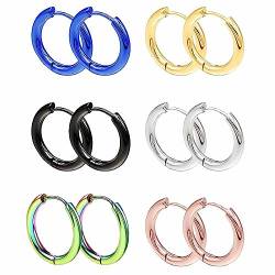 XPE 6 Paare creolen herren hoop earrings mini creolen ohrringe klein hoop earrings set verschiedene ohrring set creolen ohrringe klein earring hoop verschiedene ohrring sets von XPEX