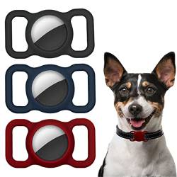 XPEX 3 Stück Silikon Schutz Hülle Kompatibel für Airtag hülle, Pet Loop Holder für airtag Hund, Slide On Sleeve Kompatibel für Apple von XPEX