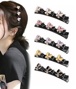 XPEX 5er-Pack Kristallblumen-Haarspangen, Haarspangen, Glitzer-Kristallblumen-Haarspangen für Frauen, Strass-Haarspangen, Entenschnabel-Haarspangen, doppellagige Kinder-Haarspangen von XPEX