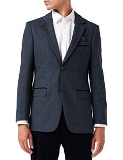 XPOSED of London Herren Tweed Blazer Jacket 1920er Jahre Retro Vintage Styled intelligente maßgeschneiderte Passform in Braun, Grün und Blau [AMZCH-BLZ-DANE-D3-BLUE-42] von XPOSED of London