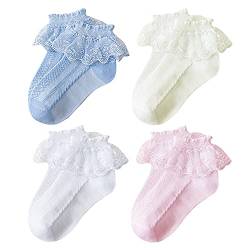 XPXGMT 4er Pack Rüschen Spitze Baby Mädchen Socken Schule Kleinkind Mädchen Socken 1-3 Jahre von XPXGMT