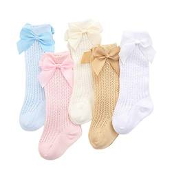 XPXGMT 5-Pack Baumwolle Kniestrümpfe Socken Baby Mädchen Socken Bogen Kniestrumpf Schuluniform Socken 0-2 Jahre von XPXGMT