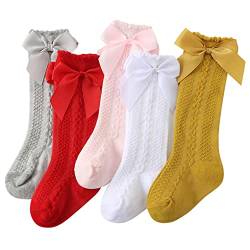 XPXGMT 5-Pack Baumwolle Kniestrümpfe Socken Baby Mädchen Socken Bogen Kniestrumpf Schuluniform Socken 1-2 Jahre von XPXGMT