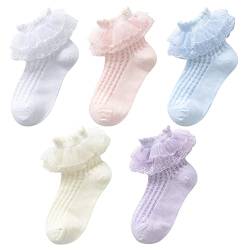 XPXGMT 5 Pack Rüschen Spitze Baby Mädchen Socken Schule Kleinkind Mädchen Socken 1-3 Jahre von XPXGMT