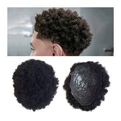 Herren Toupet Afro-Toupet for schwarze Männer, 0,04–0,06 mm, volle PU-Haut, 15,2 cm, verworrenes lockiges Echthaarteil, Herren-Ersatzhaarteil, 4 mm Wellen-Haarsystem-Einheiten Herrenperücke (Color : von XPYGF565