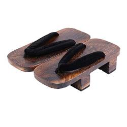 XPuing Herren Bühnenperformance Geta Japanische Holzhausschuhe Clogs Flip Flops Sandalen Schuhe (Schwarz, Numeric_40) von XPuing