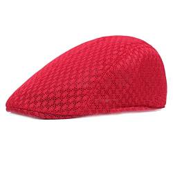 XRDSS Flatcap Schiebermütze Schirmmütze Gatsby Sommer Kappe Mütze (Rot) von XRDSS
