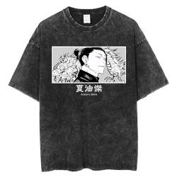 Anime Jujutsu Kaisen T-Shirt Geto Suguru Washed Vintage Älteren Stil Kurzarm-T-Shirt Hip Hop Street Tops Fushiguro Toji-T-Shirt von XSLGOGO