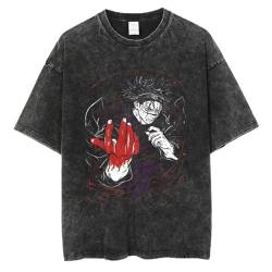 Anime Jujutsu Kaisen T-Shirt Nanami Kento Washed Vintage Älteren Stil Kurzarm-T-Shirt Hip Hop Street Tops Choso-T-Shirt von XSLGOGO