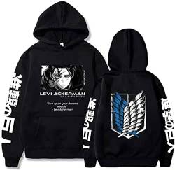 XSLGOGO Anime Attack On Titan Hoodie Levi Ackerman Hoodie Rivaille Cosplay Kostüm Scouting Legion Pullover Survey Corps Pullover von XSLGOGO