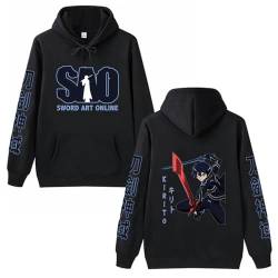 XSLGOGO Anime Sword Art Online Hoodie Kazuto Kirigaya Muster Hoodie Black Swordsman Kirito Pullover SAO Kazuto Kirigaya Hoodie Harajuku Pullover von XSLGOGO