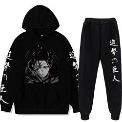 XSLGOGO Attack on Titan HoodiePants Zwei Sets Unisex Freizeit Lose Sweatshirt Jogginghose Anime Levi·Ackerman Cosplay Hoodie Jogginghose Anzug von XSLGOGO