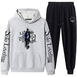 XSLGOGO Solo Leveling HoodiePants Zwei Sets Unisex Freizeit Lose Sweatshirt Jogginghose Anime Cosplay Hoodie Jogginghose Anzug S-3XL von XSLGOGO