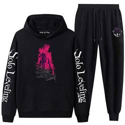 XSLGOGO Solo Leveling HoodiePants Zwei Sets Unisex Freizeit Lose Sweatshirt Jogginghose Anime Cosplay Hoodie Jogginghose Anzug S-3XL von XSLGOGO