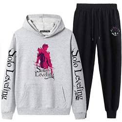 XSLGOGO Solo Leveling HoodiePants Zwei Sets Unisex Freizeit Lose Sweatshirt Jogginghose Anime Cosplay Hoodie Jogginghose Anzug S-3XL von XSLGOGO