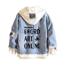 XSLGOGO Sword Art Online Kirito Gefälschte Zwei Denim Jacken SAO Langärmelige lässige Strickjacke Lose Denim Sweatshirt für Frauen Männer von XSLGOGO
