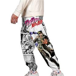 XSLGOGO Unisex Anime JoJo's Bizarre Adventure Hose JoJo Jogginghose Kujo Jotaro Graphics Haremshose mit elastischer Taille und Kordelzug von XSLGOGO