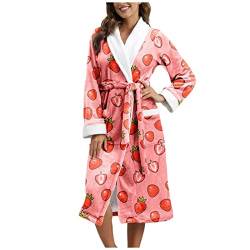 XSZD Damen Bademantel Kimono Langarm Morgenmantel Saunamantel Winter Pyjama Damen Herren Kuschel Fleece Damen Frottee Bademäntel mit Kapuze Langer Flanell Pyjama Plüsch und Kuscheliger Bademantel von XSZD