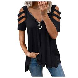 Bluse Langarm blusenshirt Hemd Damen schwarz Damen t Shirt Oberteile Tunika Damen Herbst Sommer t Shirts Damen Klassische Schwarze Bluse - Business Bluse Tunika Oberteil Langarm Damen Kurzarm Bluse von XTBFOOJ