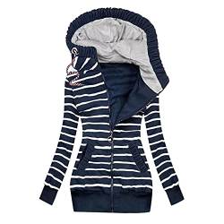 Damen Sweatjacke Hoodie Sweatshirt Oberteile Damen Pullover Kapuzenpullover Pulli mit Reissverschluss Damen Bolero 3/4 Ärmel Open Front Copped Shrug Bolerojacke Kurz Elegant Cardigan Damen Steppjacke von XTBFOOJ